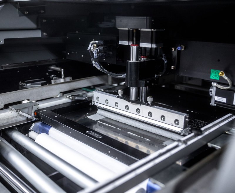 Schablonendrucker für Lotpaste in der SMD-Linie